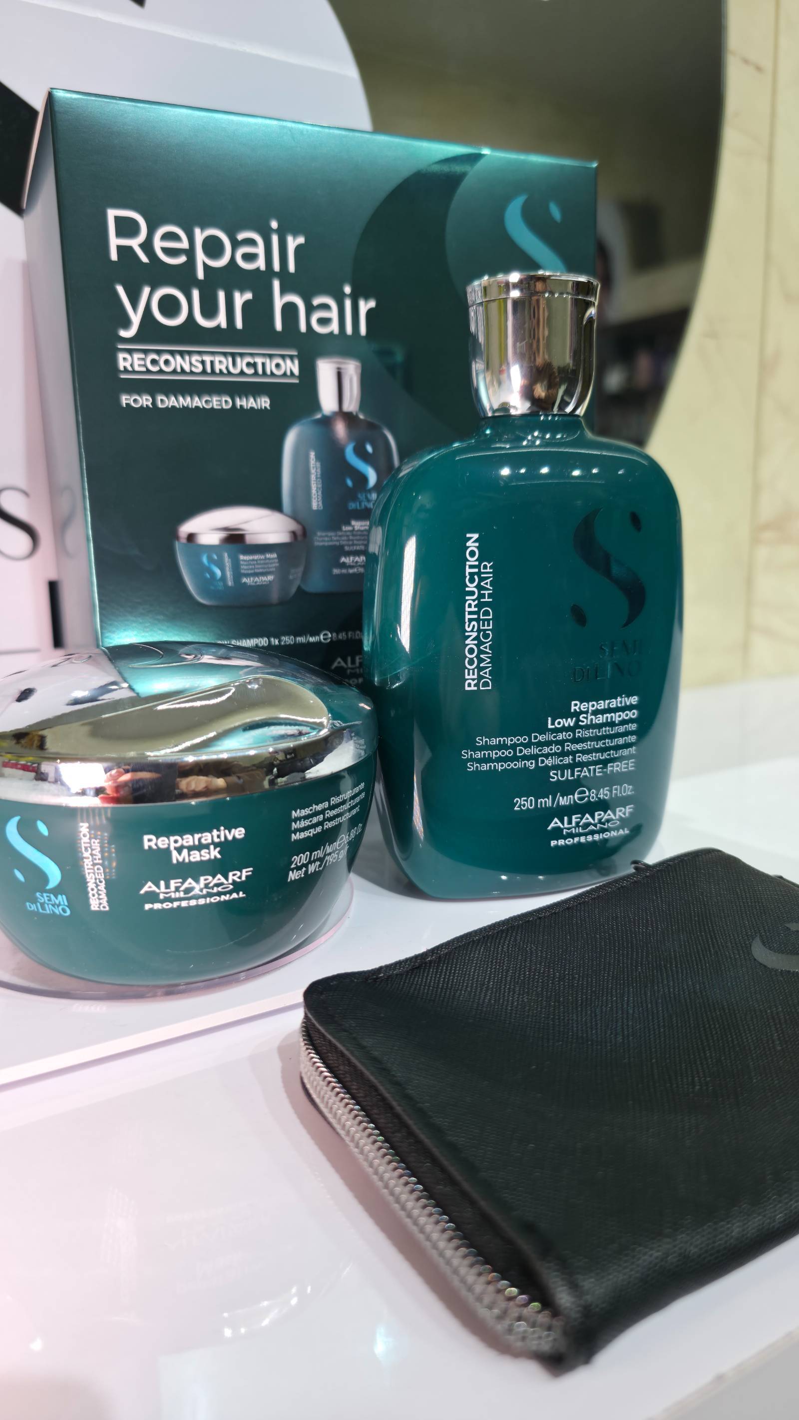 باكج ألفابارف لإعادة بناء الشعر التالف (شامبو + ماسك) + أمبولة علاجية 